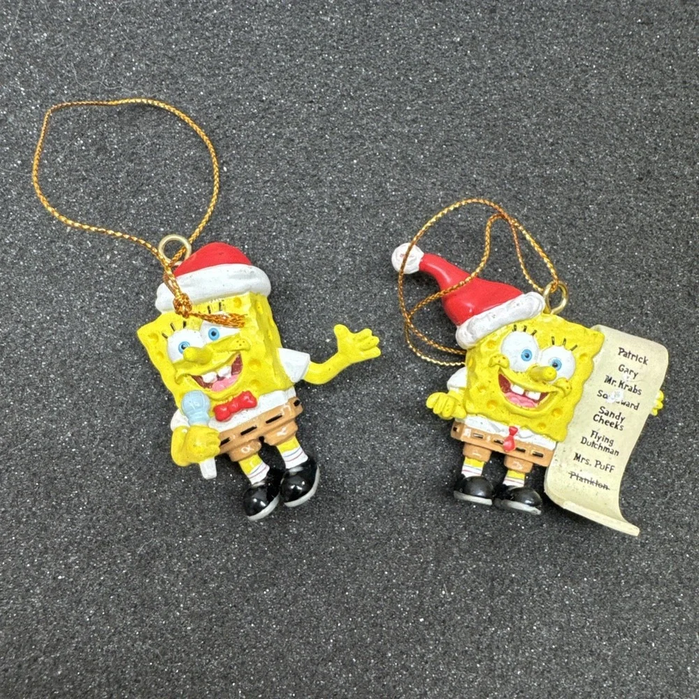 Vintage Y2K Nickelodeon SpongeBob SquarePants Christmas Ornament Lot Of 2